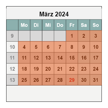 Kalender März 2024