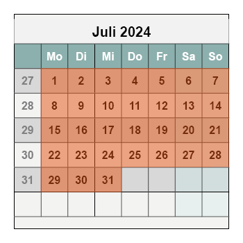 Kalender Juli 2024